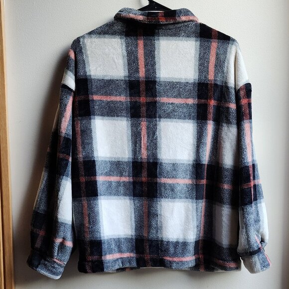 SHEIN Plaid Fleece Button Down Teddy Jacket Size Medium - Picture 15 of 16